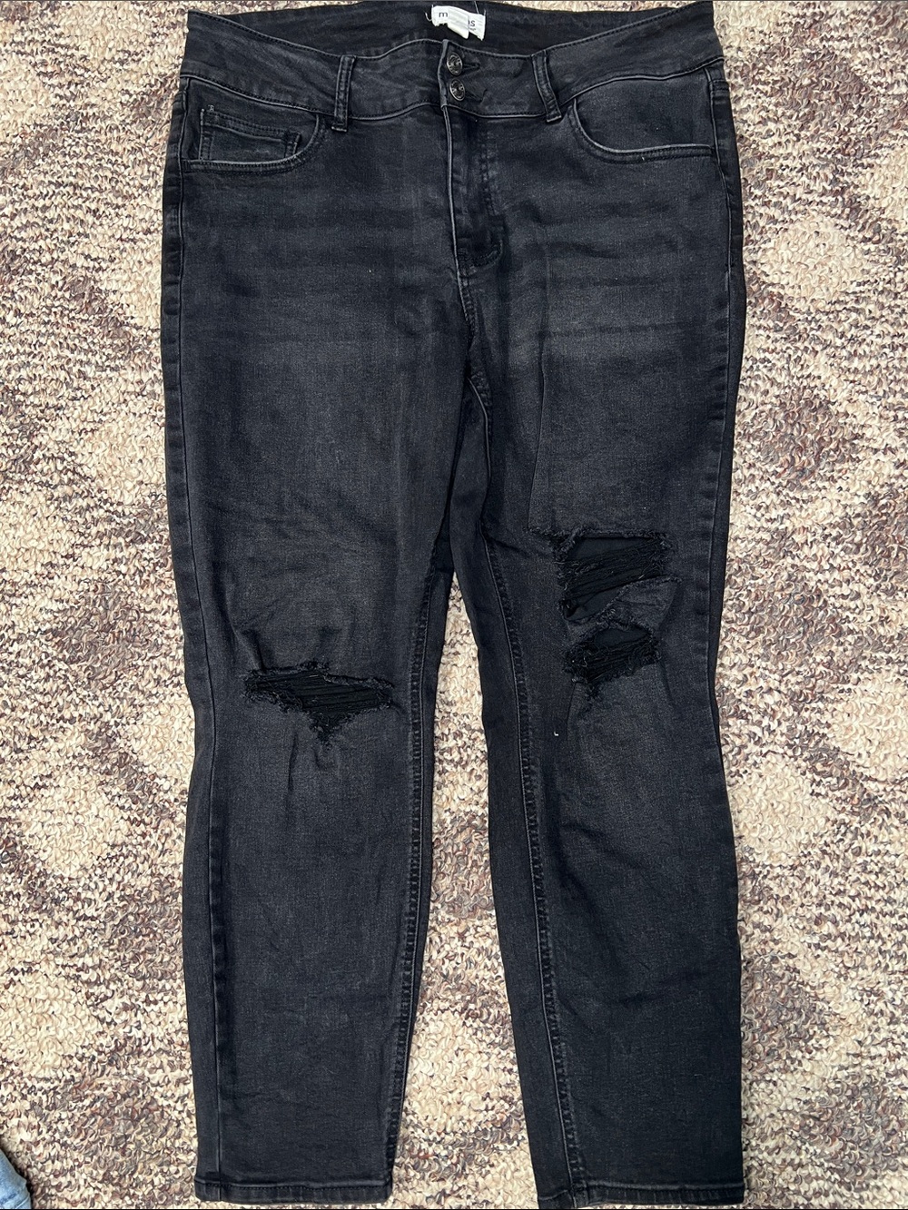 Maurices Black Distressed Skinny Jeans